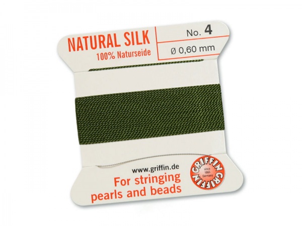Griffin Silk Beading Thread & Needle ~ Size 4 ~ Olive