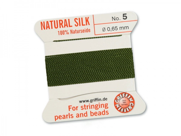 Griffin Silk Beading Thread & Needle ~ Size 5 ~ Olive