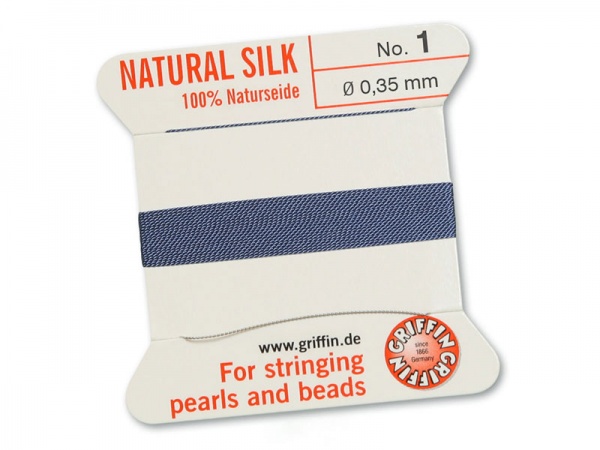 Griffin Silk Beading Thread & Needle ~ Size 1 ~ Blue