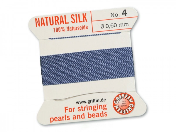 Griffin Silk Beading Thread & Needle ~ Size 4 ~ Blue