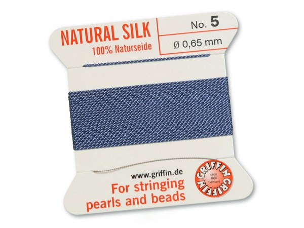 Griffin Silk Beading Thread & Needle ~ Size 5 ~ Blue