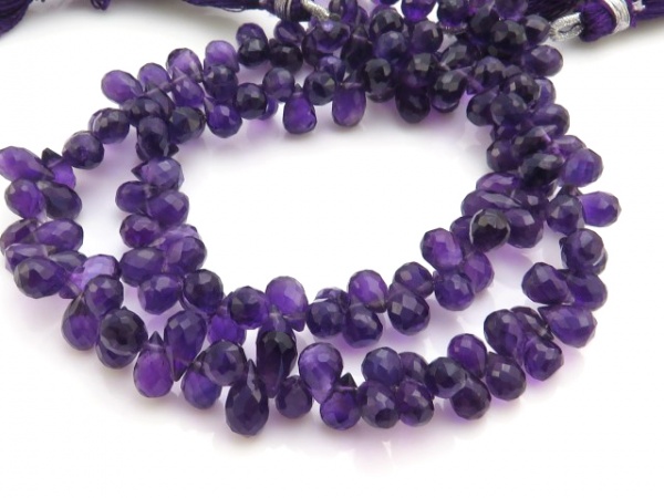 AA Amethyst Micro-Faceted Teardrop Briolettes 7-8mm ~ 8'' Strand