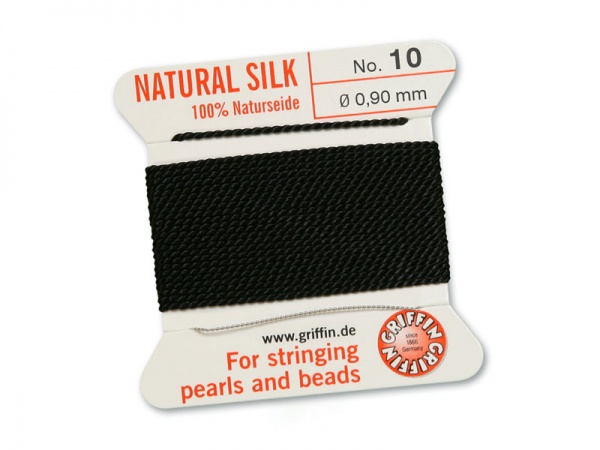 Griffin Silk Beading Thread & Needle ~ Size 10 ~ Black