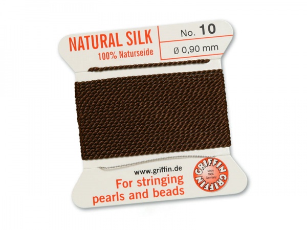 Griffin Silk Beading Thread & Needle ~ Size 10 ~ Brown