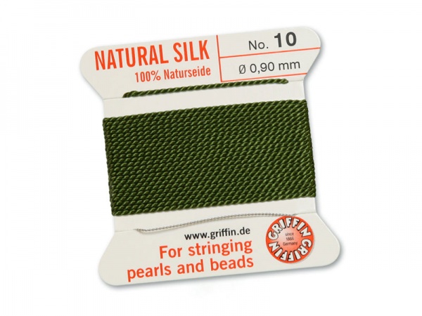 Griffin Silk Beading Thread & Needle ~ Size 10 ~ Olive