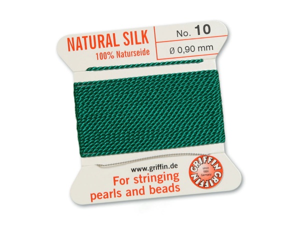 Griffin Silk Beading Thread & Needle ~ Size 10 ~ Green