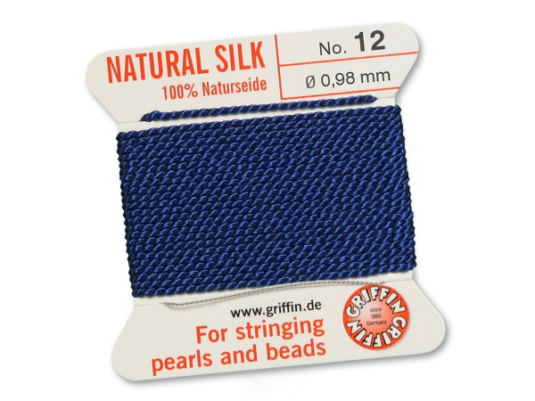 Griffin Silk Beading Thread & Needle ~ Size 12 ~ Dark Blue