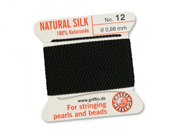 Griffin Silk Beading Thread & Needle ~ Size 12 ~ Black