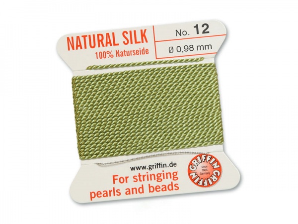 Griffin Silk Beading Thread & Needle ~ Size 12 ~ Jade Green