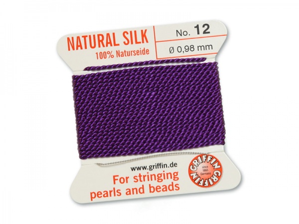 Griffin Silk Beading Cord & Needle Size 4 In Garnet Red - Pearl Stringing Thread