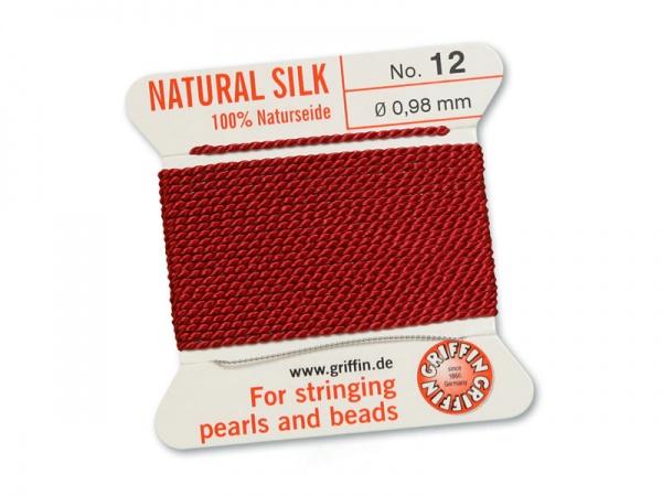 Griffin Silk Beading Thread & Needle ~ Size 12 ~ Garnet