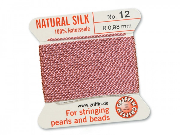 Griffin Silk Beading Thread & Needle ~ Size 12 ~ Dark Pink
