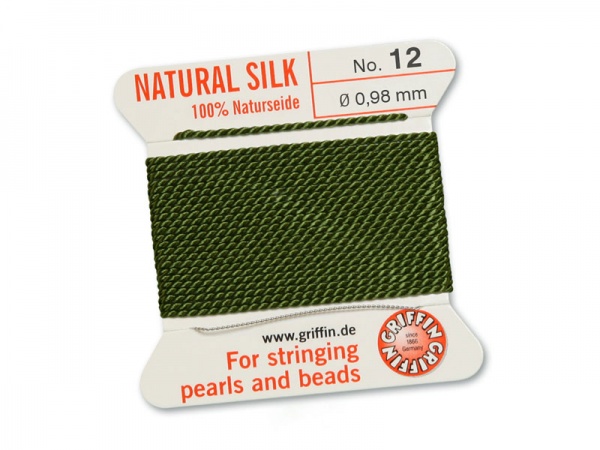 Griffin Silk Beading Thread & Needle ~ Size 12 ~ Olive