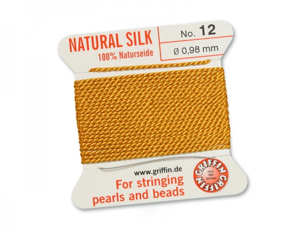 Griffin Silk Beading Thread & Needle ~ Size 12 ~ Amber