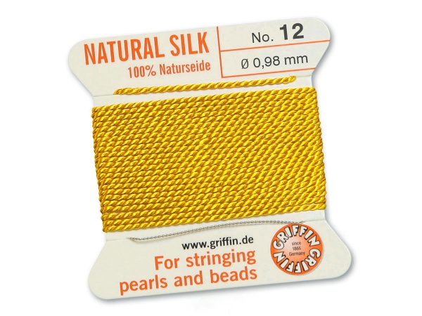 Griffin Silk Beading Thread & Needle ~ Size 12 ~ Yellow