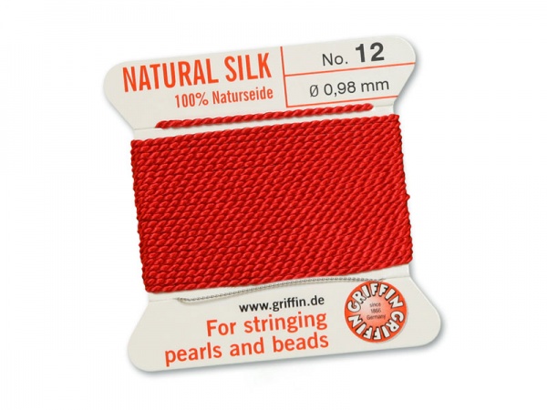 Griffin Silk Beading Thread & Needle ~ Size 12 ~ Red