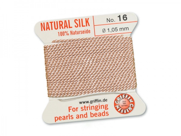 Griffin Silk Beading Thread & Needle ~ Size 16 ~ Light Pink
