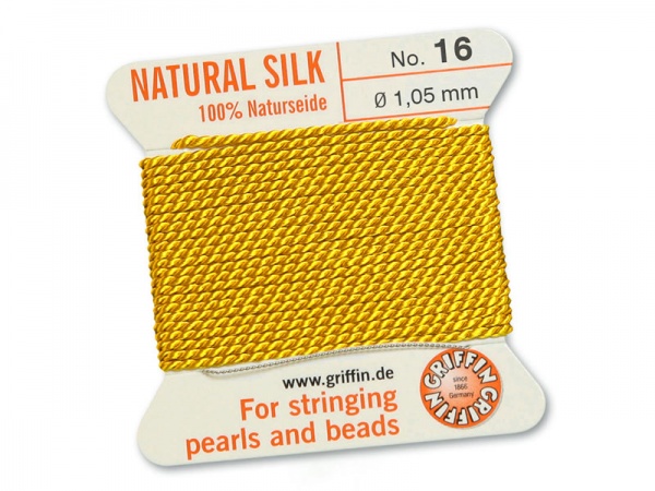 Griffin Silk Beading Thread & Needle ~ Size 16 ~ Yellow