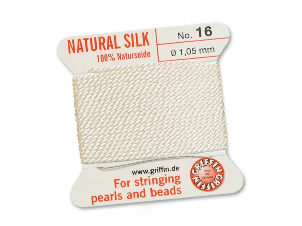 Griffin Silk Beading Thread & Needle ~ Size 16 ~ White