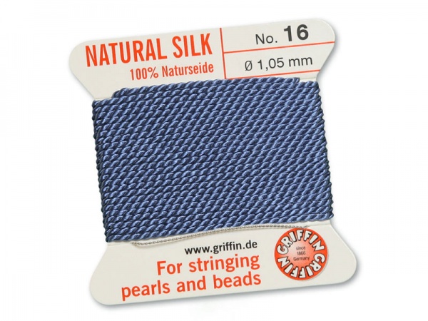 Griffin Silk Beading Thread & Needle ~ Size 16 ~ Blue