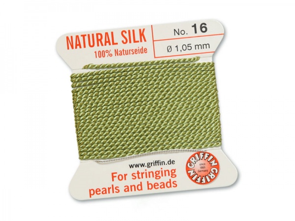 Griffin Silk Beading Thread & Needle ~ Size 16 ~ Jade Green
