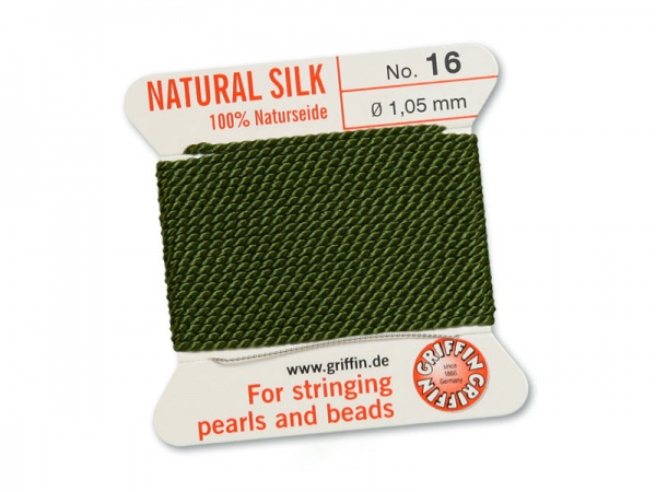 Griffin Silk Beading Thread & Needle ~ Size 16 ~ Olive Green