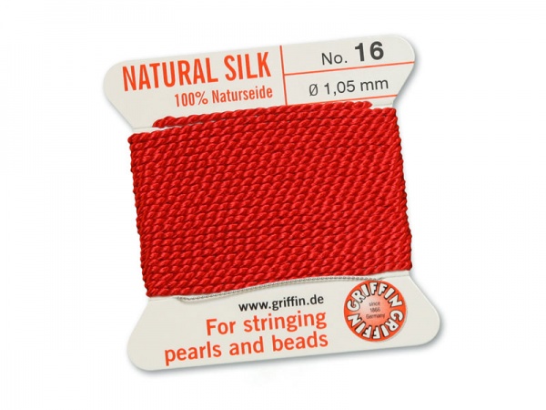 Griffin Silk Beading Thread & Needle ~ Size 16 ~ Red