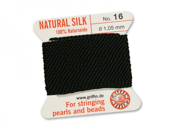 Griffin Silk Beading Thread & Needle ~ Size 16 ~ Black