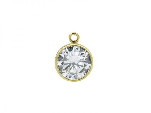 Cubic Zirconia Gold Filled Charm ~ Brilliant White ~ 8.5mm