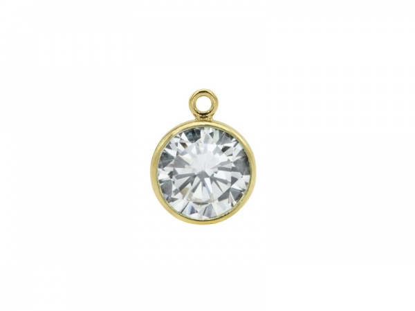Cubic Zirconia Gold Filled Charm ~ Brilliant White ~ 6mm