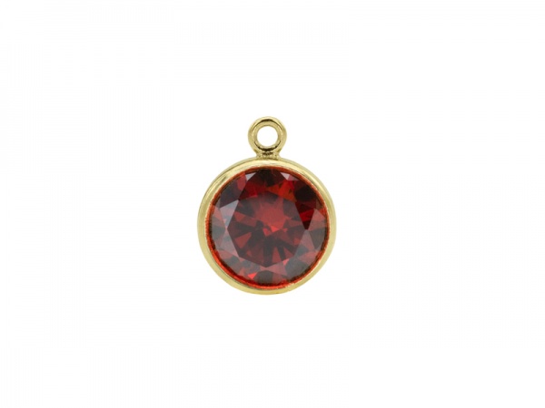 Cubic Zirconia Gold Filled Charm ~ Red ~ 8.5mm