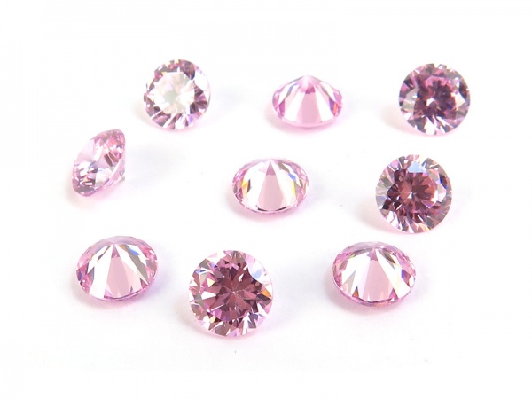 Cubic Zirconia Round ~ Rose Pink ~ Various Sizes