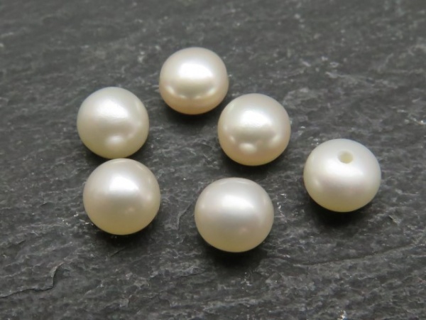Freshwater Pearl Ivory Button ~ Various Sizes ~ Half Drilled ~ PAIR