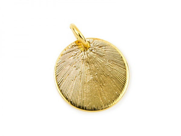 Gold Vermeil Etched Circle Pendant 13mm