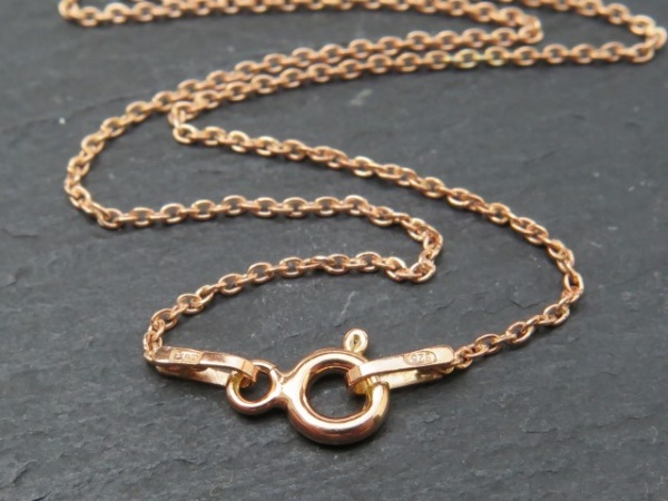 Rose Gold Plated Silver Fine Cable Chain Necklace with Clasp 15.5''