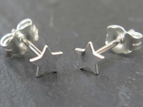 Sterling Silver Pavé Star Stud Earrings