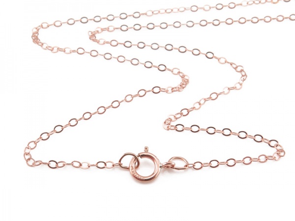 Rose Gold Filled Flat Cable Chain Necklace with Spring Clasp ~ 16''