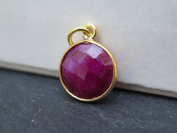 Gold Vermeil Ruby Round Pendant 14mm