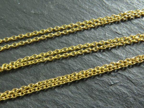 Gold Vermeil Fine Cable Chain Necklace with Clasp 15.5''