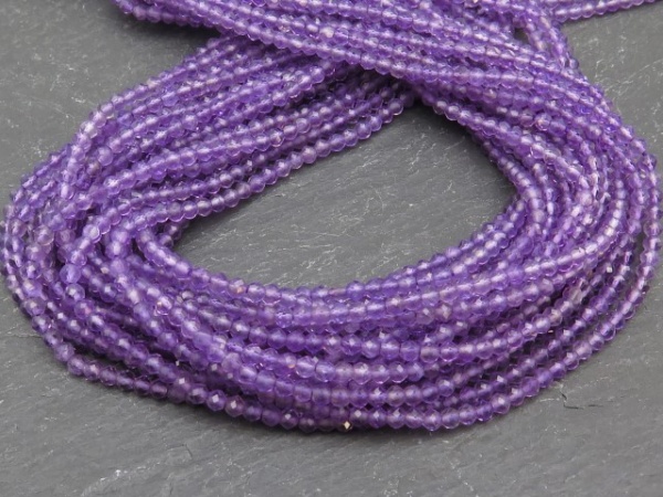 AAA Amethyst Micro-Faceted Rondelle Beads 2mm ~ 12.5'' Strand