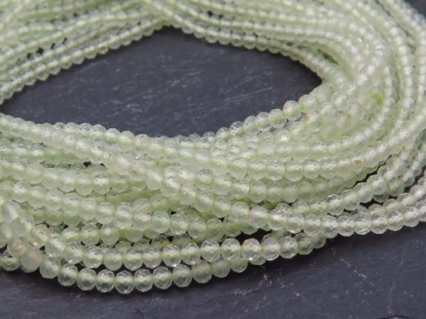 AA+ Prehnite Micro-Faceted Rondelles 2mm ~ 13'' Strand