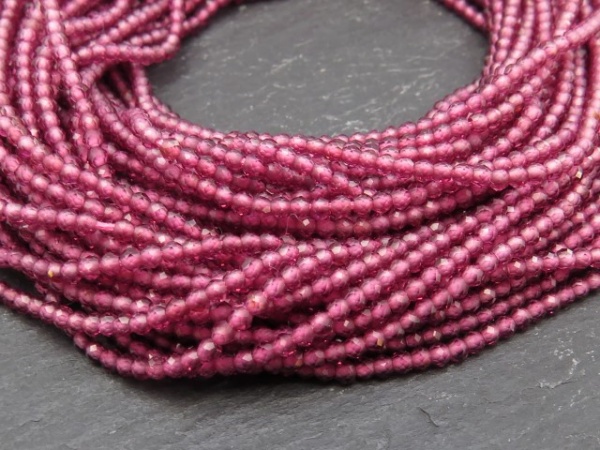 AAA Rhodolite Garnet Micro-Faceted Rondelles 2mm ~ 12.5'' Strand