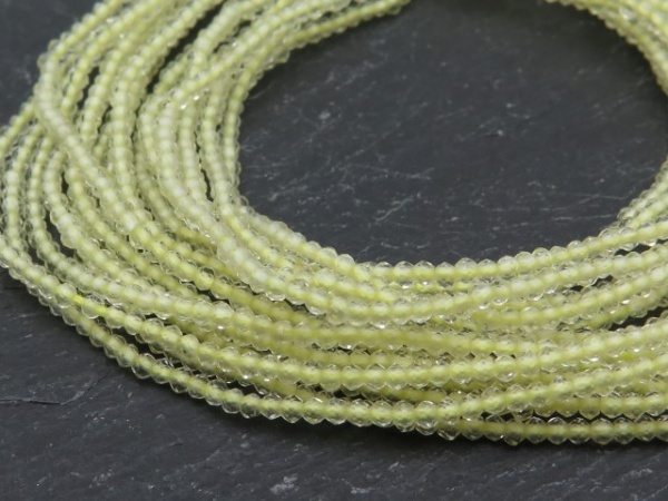 AAA Lemon Quartz Micro-Faceted Rondelles 2.5mm ~ 12.5'' Strand