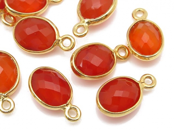 Gold Vermeil Carnelian Oval Charm 12mm ~ SECOND