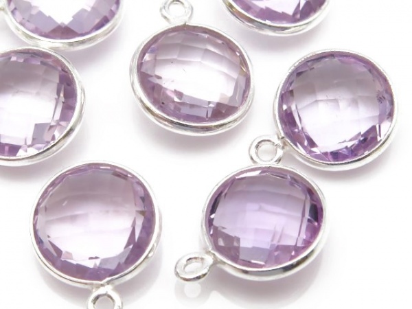 Sterling Silver Pink Amethyst Round Pendant 14mm
