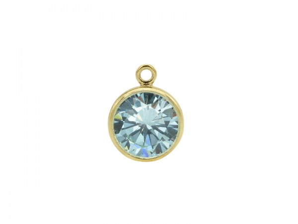 Cubic Zirconia Gold Filled Charm ~ Light Blue ~ 6mm