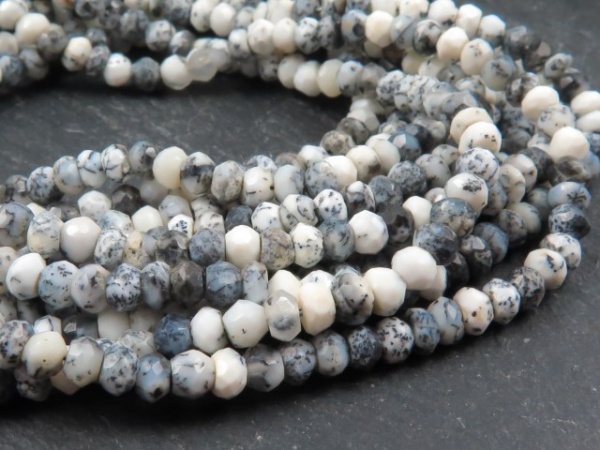 Dendritic Opal Faceted Rondelles 3.25-3.5mm ~ 13'' Strand