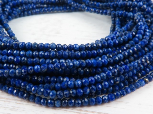AAA Lapis Lazuli Micro-Faceted Rondelles 2mm ~ 12.5'' Strand
