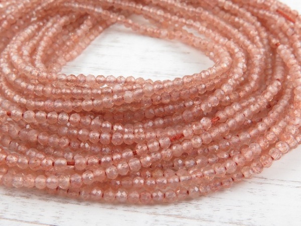 AAA Sunstone Micro-Faceted Rondelles 2mm ~ 12.5'' Strand