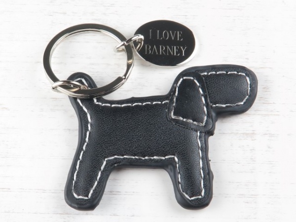 Personalised Engraved Dog Keyring ~ Black